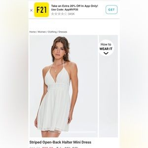 Forever 21 Striped Open-Back Halter Mini Dress NWT